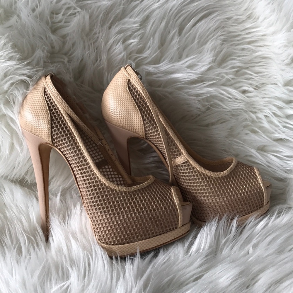 Giuseppe Zanotti tan mesh platform heels size 6